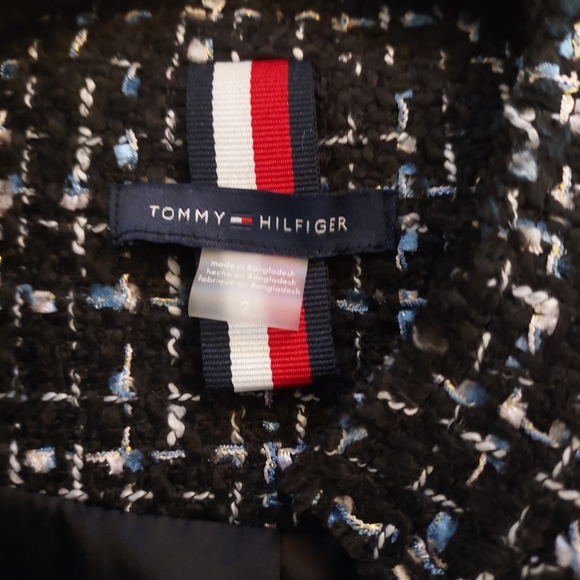NWOT  Tommy Hilfiger tweed cropped blazer, size 2, navy, white, silver - Picture 9 of 11